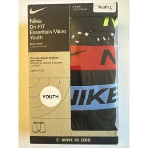 Nike Boys Youth L Dri-FIT Essentials Micro Boxer Briefs 3 Pack NWT